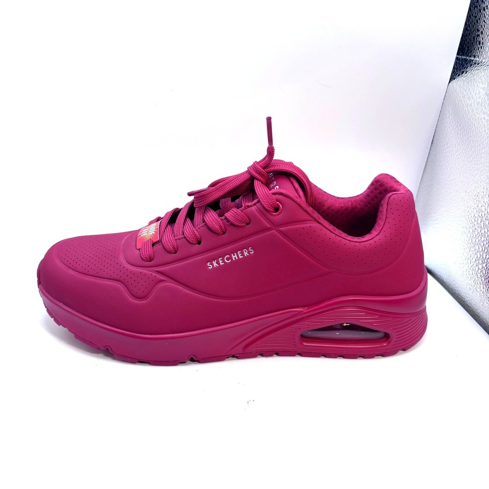 Skechers Street Los Angeles Uno Stand On Air Wide Fit Burgundy Sneakers Size 8 - Picture 3 of 8
